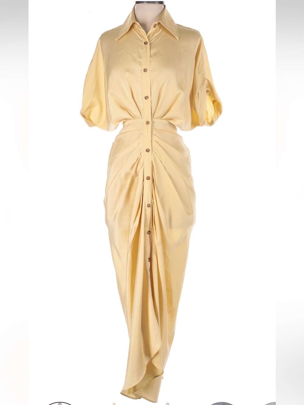 Mable Yellow Button Front Wrap Maxi Dress Size S